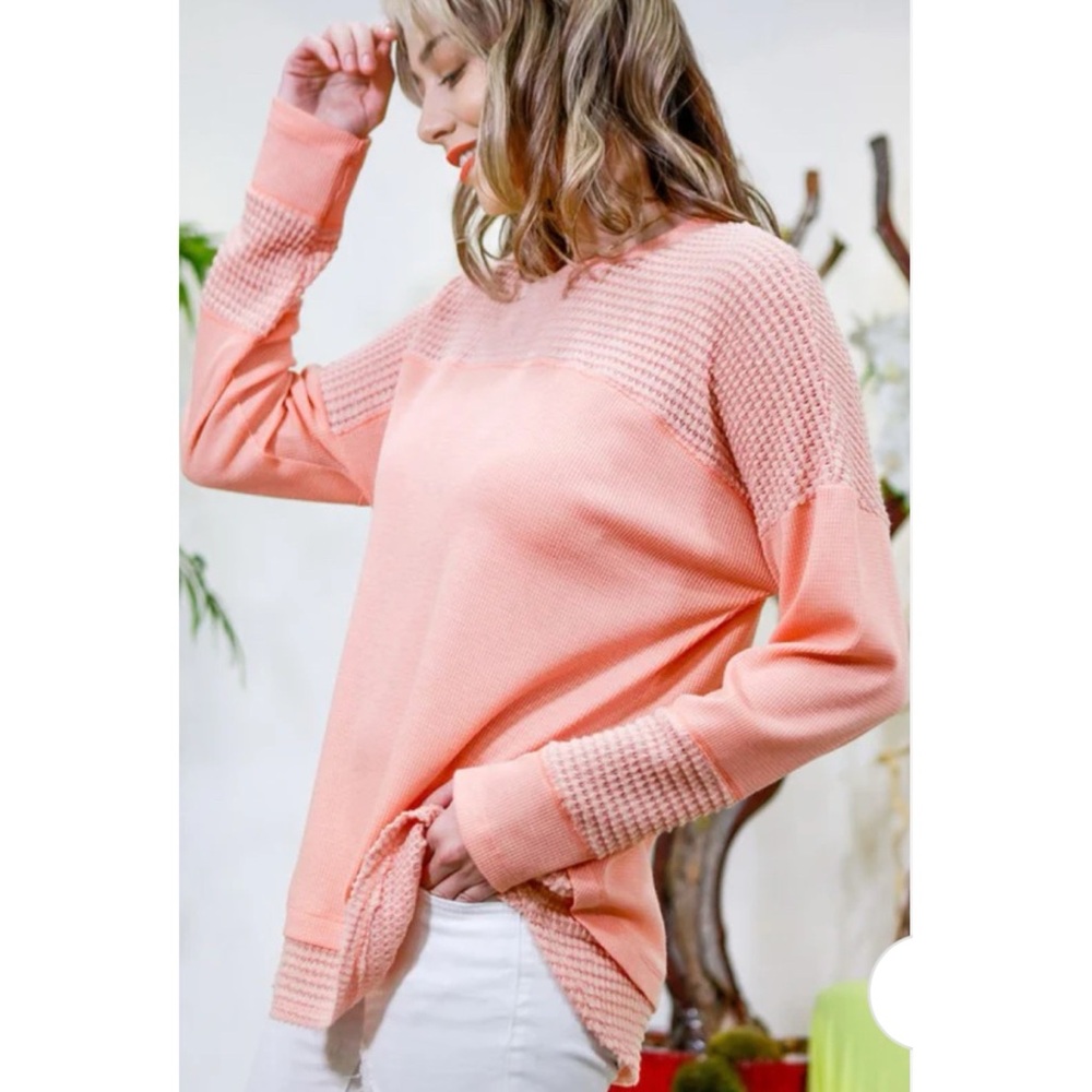 NWOT My Story Round Neck Top- Peach